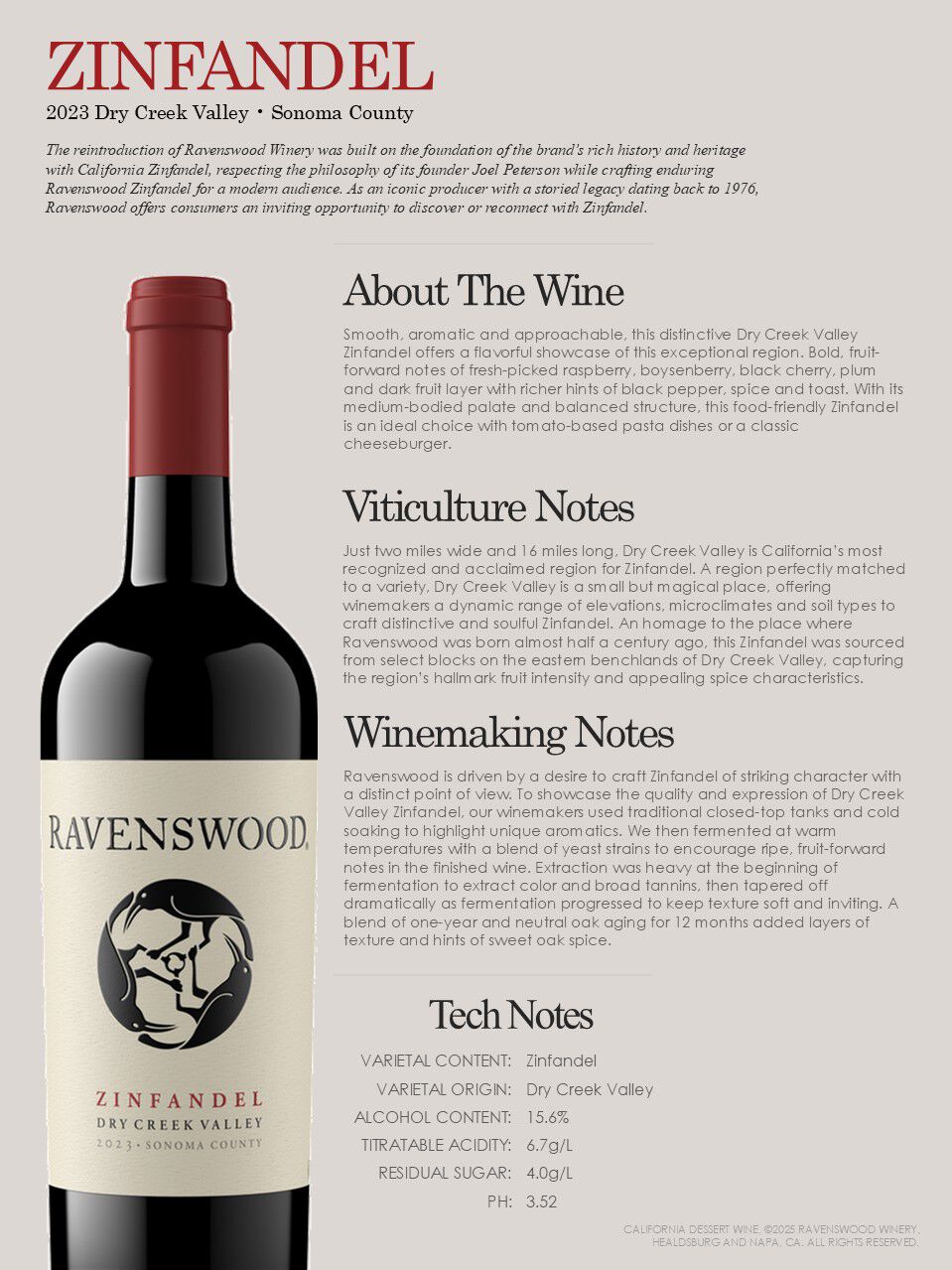 Dry Creek Valley Tech Sheet